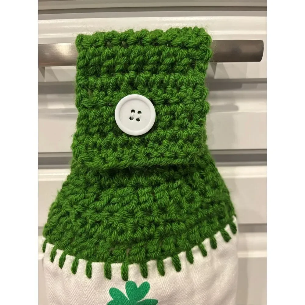 Crochet Top Kitchen Towel-3 leaf clover
